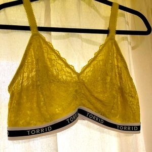 TORRID Logo Yellow Lace Bralette Size 2